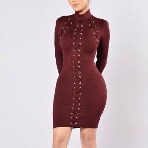 Burgundy mini dress
